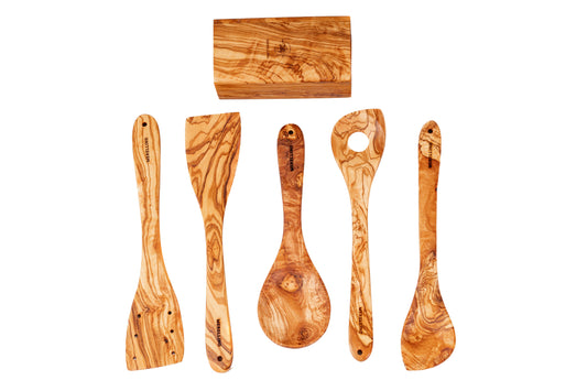 Ensemble de 5 ustensiles de cuisine avec porte ustensiles