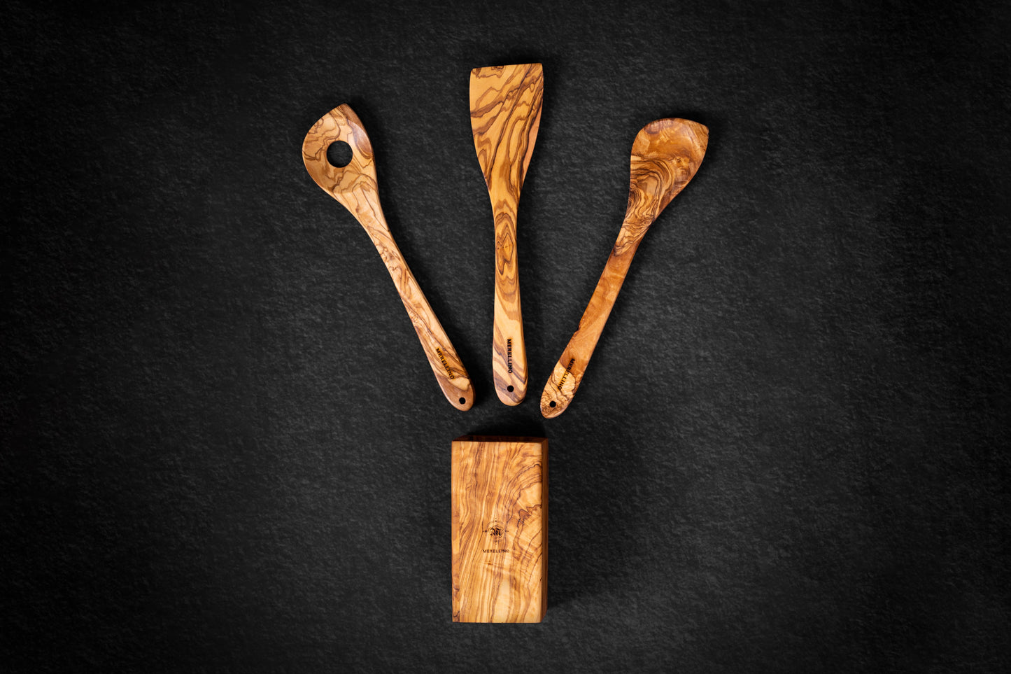 Ensemble de 3 ustensiles de cuisine avec porte ustensiles
