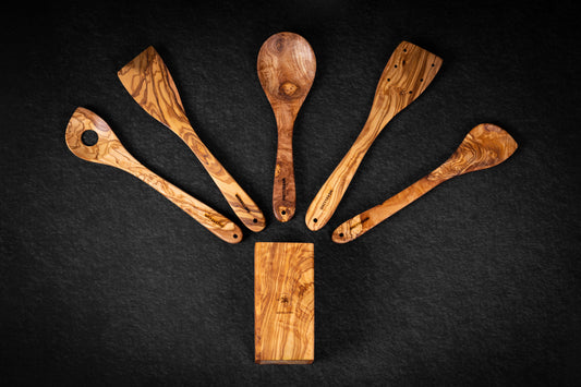 Ensemble de 5 ustensiles de cuisine avec porte ustensiles
