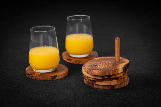 Dessous de verres rustiques avec support
